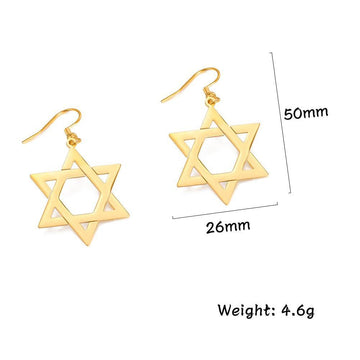 NEW Star of David Gold Silver Color Hollow Hexagram Drop Earrings For Women - The Jewellery Supermarket